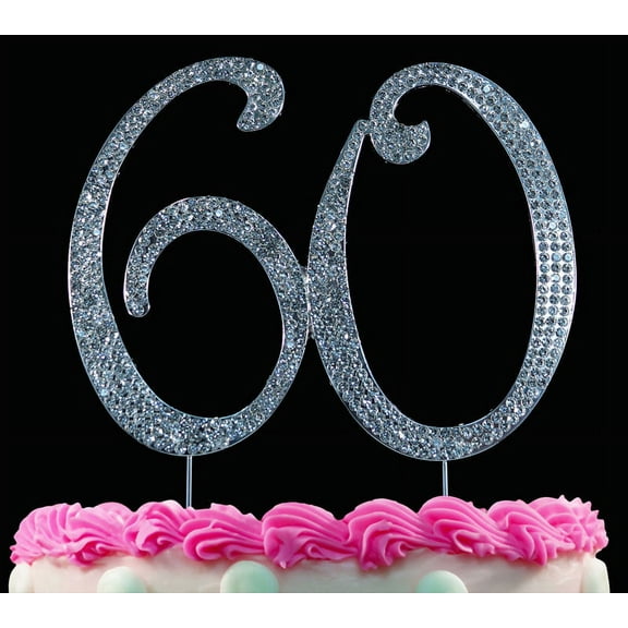 Bling Number 60 Birthday Cake Toppers Anniversary Cake Toppers