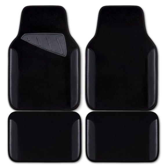 CAR GRAND Waterproof Faux Leather Carpet Car Floor Mats Universal Fit Anti-Slip Nibbs PVC Back Driver Heel Pad SUV, VAN Sedan Truck Set of 4 Pieses All Black