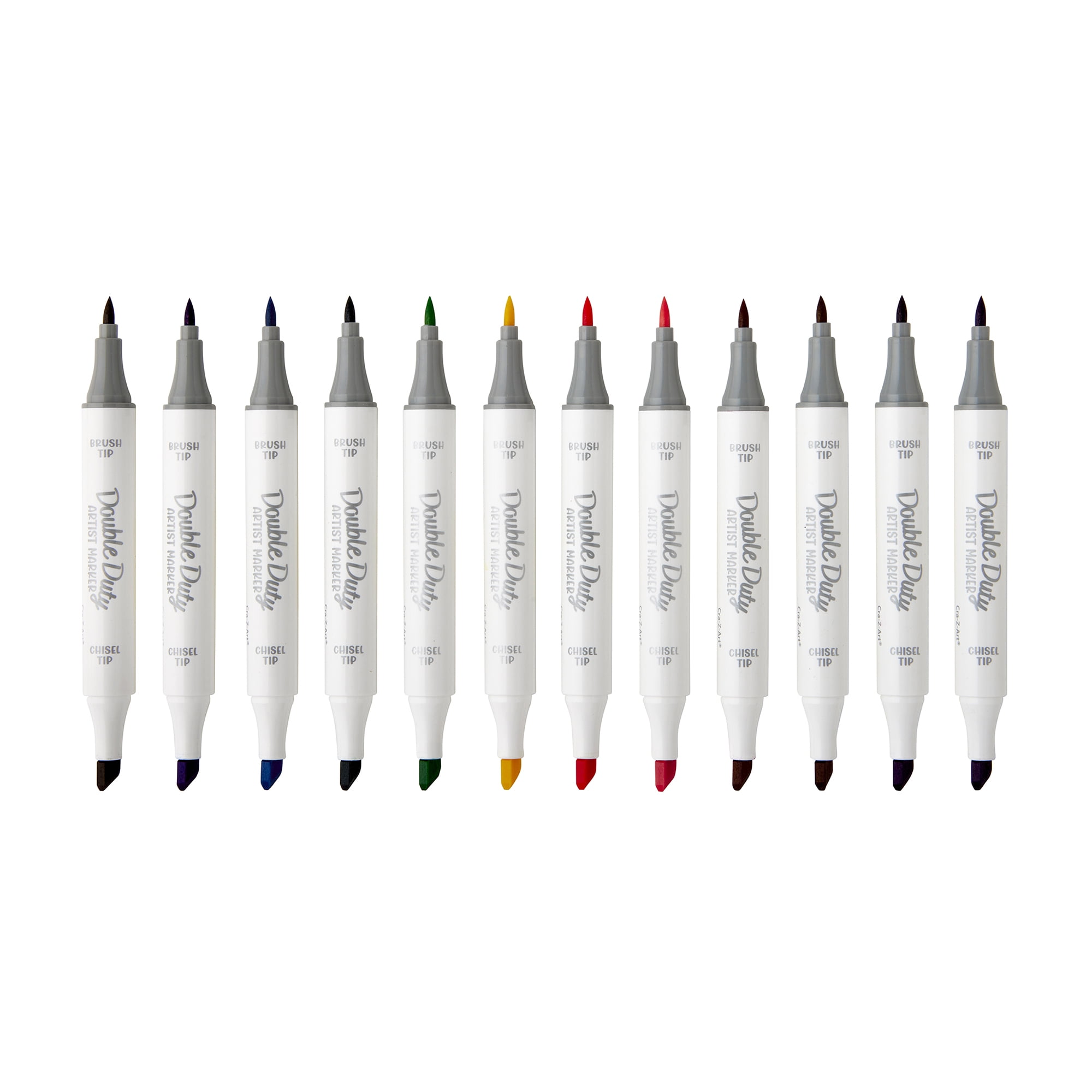 Cra-Z-Art Double Duty 12-Count Dual-Tip Alcohol Markers, Brush & Chisel Tips