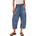 thumbnail image 2 of Women's Baggy Wide Leg Palazzo Capri Pants Blue M, 2 of 5