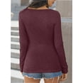 thumbnail image 5 of Womens Long Sleeve Shirts Casual Fall Fashion Clothes Tops Basic Ribbed Knit T Shirts, 5 of 6