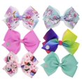 thumbnail image 3 of Hair Clips - 6 pieces/set jojo siwa rainbow printed knot ribbon bow for girls handmade boutique hair clip children hair accessories (3), 3 of 5