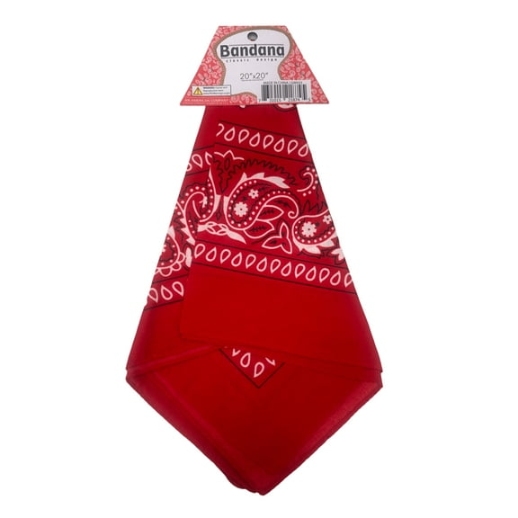 20 in x 20 in Classic Design Bandana, Versatile, Timeless Paisley Pattern, Soft Polyester, Ideal for Headband, Neck Scarf, Wrist Wrap or Pocket Square, Perfect for Any Fashion Forward Look, Red