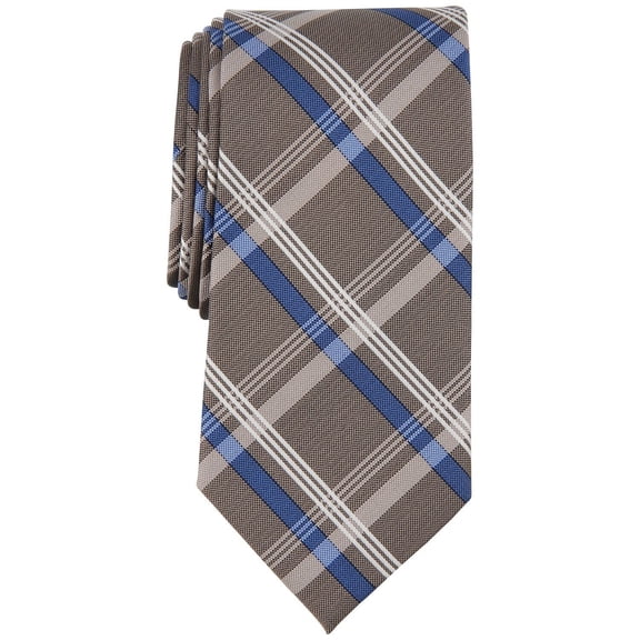 Michael Kors Mens Necktie Sadies Plaid Tie Khaki Blue