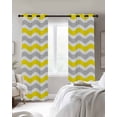 thumbnail image 3 of Yellow Grey White Blackout Curtains, Light Blocking Print Window Curtains, Abstract Geometric Ocean Wave Stripe Thermal Insulated Window Drapes for Living Room Kitchen Cafe 2 Panels, 55"W x 39"L, 3 of 9