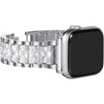 thumbnail image 2 of Correa plateada brillante compatible con Apple Watch de 42 mm, 44 mm, 45 mm y 49 mm, adecuada para iWatch Series 8/7/6/5/4/3/2/1/SE (2022/2020), correa de repuesto para pulsera de cristal brillante p, 2 of 5