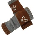 thumbnail image 2 of Warm Gloves, Hearts Pattern, Cozy Funny Embroidery Pattern Fingerless Knitted Gloves, Fashion Casual Leaky Finger Glove Warm Knit Cute Design Glovess for Women Coffee Free, 2 of 3