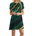 thumbnail image 1 of SMihono Robe Maxi Bohème d'Été pour Femmes Grande Taille Mode Féminine Col Rond Manches Courtes Imprimée Robe de Plage, 1 of 4