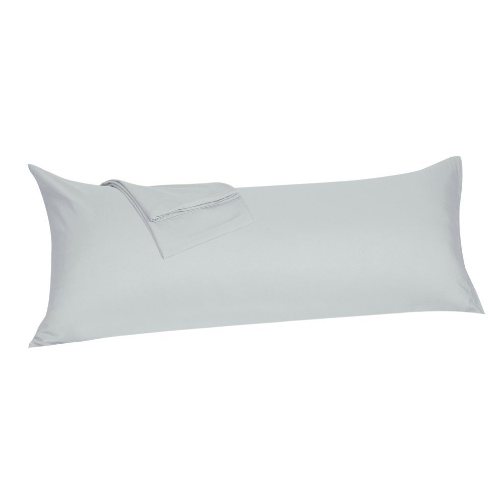 SilkySoft Pillowcase Pillow Case Cover with Zipper Microfiber Light Gray 20"x48"