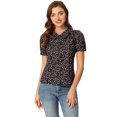 thumbnail image 1 of INSPIRE CHIC Women's Puff Sleeves Turndown Collar Button Down Floral Blouse, 1 of 6