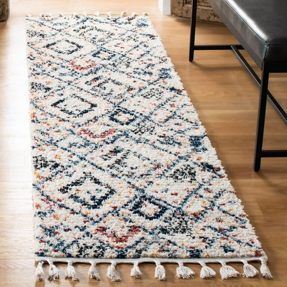 SAFAVIEH Morocco Ava Abstract Geometric Polyester Runner Rug, Cream/Multi, 2'2" x 8'