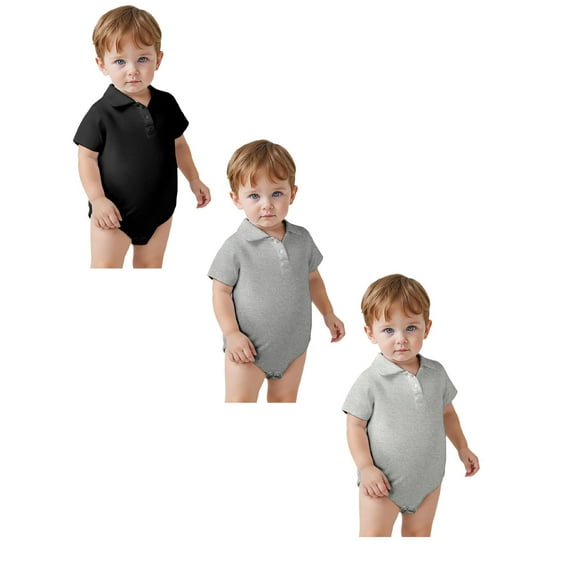 3 Packs Baby Clothes for Boys Baby Boys Gentleman Clothes Comfort Collar Backed Onesie Pajamas Baby Clothes Unisex 3 Months