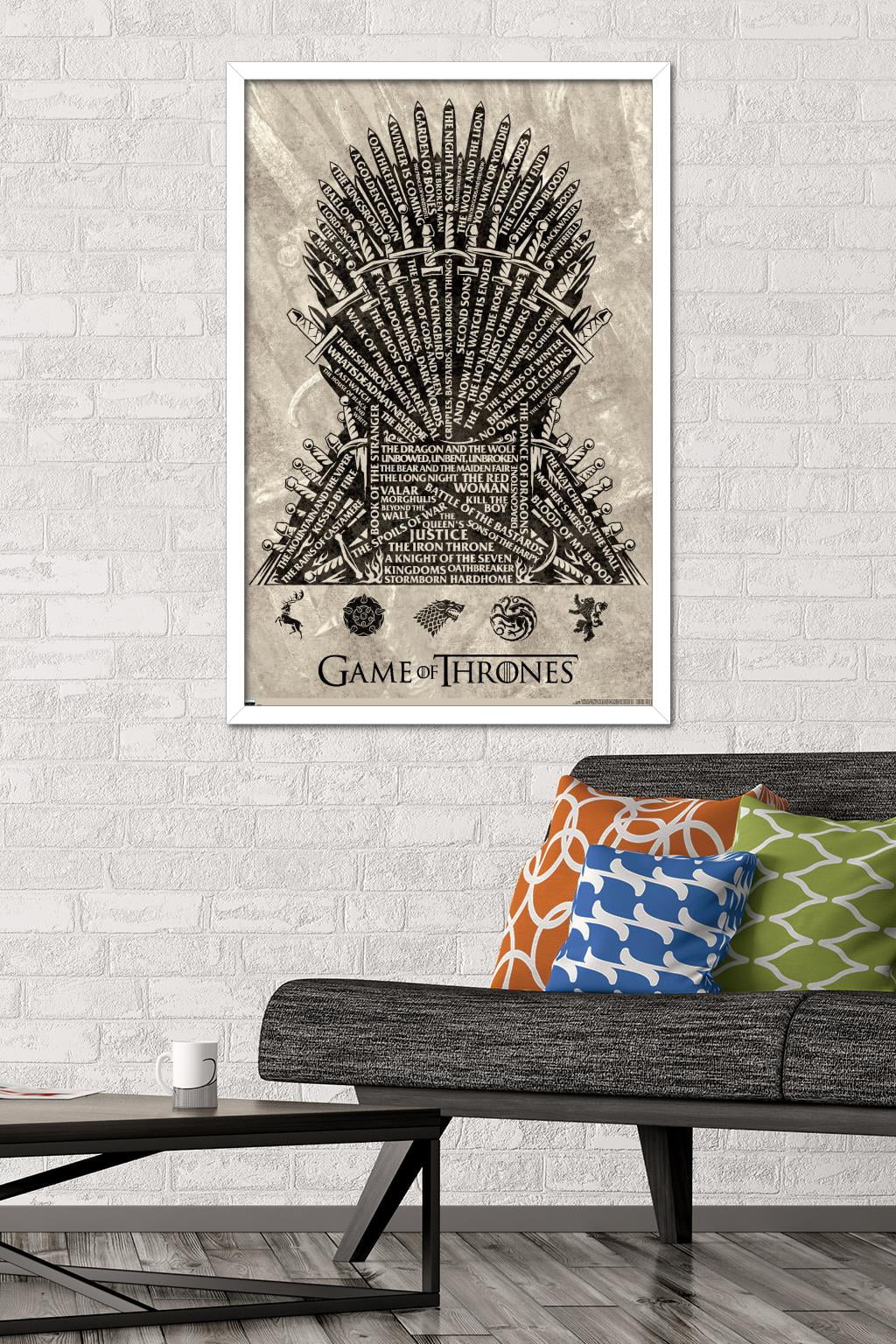 Game of Thrones - Iron Throne Wall Poster, 22.375" x 34", Framed