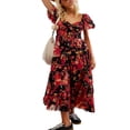 thumbnail image 1 of PENGXIANG Robe à Manches Courtes Imprimé Fleurs avec Décolleté Sweetheart pour Femme, 1 of 6