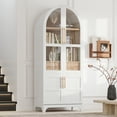 thumbnail image 3 of Harper & Bright Designs Arched Kitchen Pantry Cabinet with Glass Door and Shelves, Tall Farmhouse Kitchen Storage Cabinet with Hidden Drawer and Versatile Cupboard, 71", White, 3 of 18