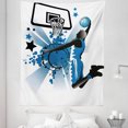 thumbnail image 1 of Teen Room Tapestry, Silhouette of Basketball Player Jumping Success Stars Illustration, Fabric Wall Hanging Decor for Bedroom Living Room Dorm, 5 Sizes, Black and Violet Blue, by Ambesonne, 1 of 1