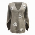 thumbnail image 6 of Towmus Women Flower Print Single- Long Sleeve Knitwear Cardigan Winter V-neck Pullover Cute Cardigan Sweaters, 6 of 6