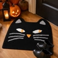 thumbnail image 4 of Cute Black Cat Face Shaped Halloween Bath Rug, Non‑Slip Soft Fabric Floor Doormat, Indoor Holiday Decor Mat for Entryway Bathroom Home Decoration, 4 of 6