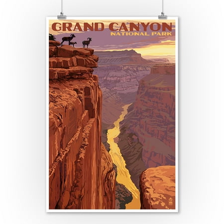 Grand Canyon National Park, Arizona - Bighorn Sheep on Point - Lantern Press Artwork (9x12 Art Print, Wall Decor Travel
