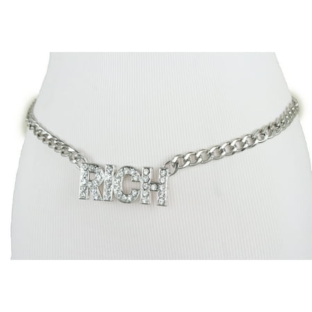 Alwaystyle4you - Women Silver Metal Chain RICH Charm Buckle Fashion Belt Plus Size XL XXL ...