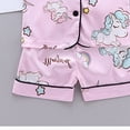 thumbnail image 6 of CAUYDY Toddler Baby Cotton Summer Pajamas Set Button Down Short Sleeve Tops Shorts Pjs 2pcs Boy Girl Solid Sleepwear Outfit(L101-Sky Blue,12-18 M), 6 of 7