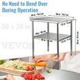 thumbnail image 5 of VEVOR Stainless Steel Prep Table / Commercial Worktable 30 × 30 × 36 inch;800 lbs Capacity;Stainless Steel with 0.6" Density Board, 5 of 8