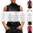 thumbnail image 3 of QSAWXQZ Women's Mock Neck Sleeveless Tank Top Pleated Drape Slim Shiny Faux Leather Look Fashion Party Clubwear Night Out Blouse Brown L, 3 of 9