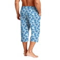 thumbnail image 6 of Mens Swim Trunks Men's Casual Hawaiian Print Drawstring Cropped Capri Pants Resort Print Swim Trunks with Elastic Waist Summer Beach Shorts for Vacation Spring Travel Blue L, 6 of 9