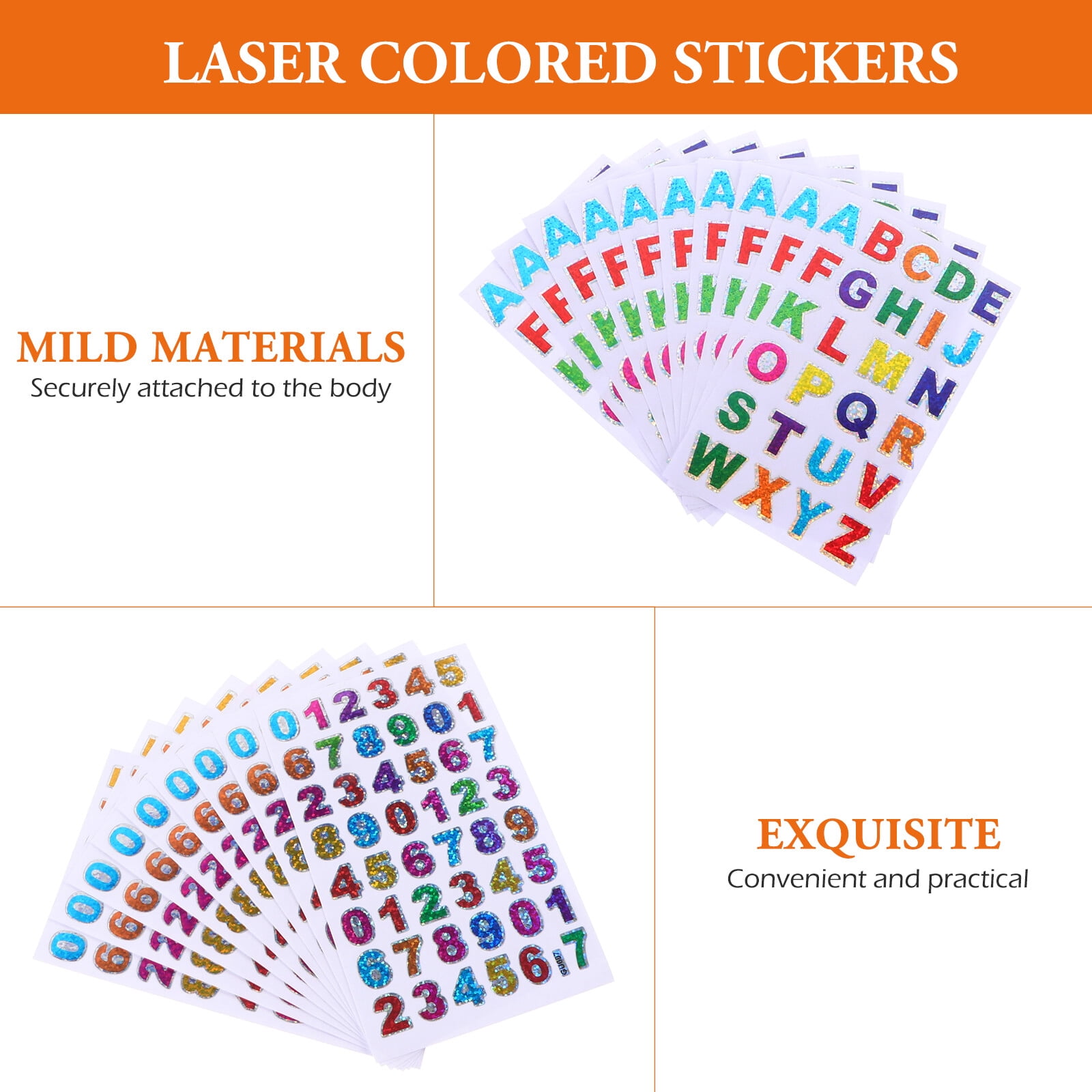 80 Sheets Glitter Number Alphabet Letter Stickers DIY Scrapbook Adhesive Sticker