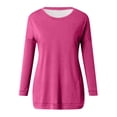 thumbnail image 3 of Women blouses Women's Fashion Casual Round Neck Solid Color Long Sleeve Pocket T-Shirt Top, 3 of 4