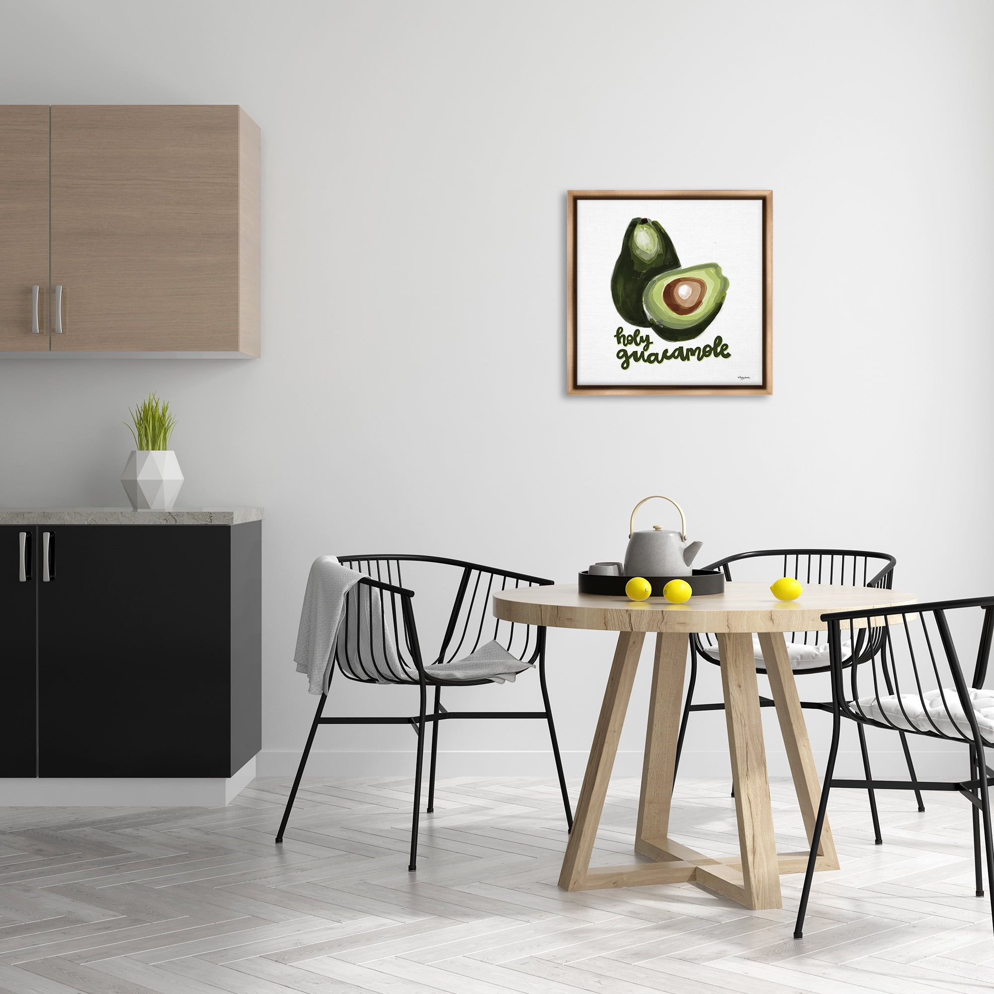 Stupell Industries Holy Guacamole Avocado Food & Beverage Painting Brown Floater Framed Canvas Art Print Wall Art, 25 x 25