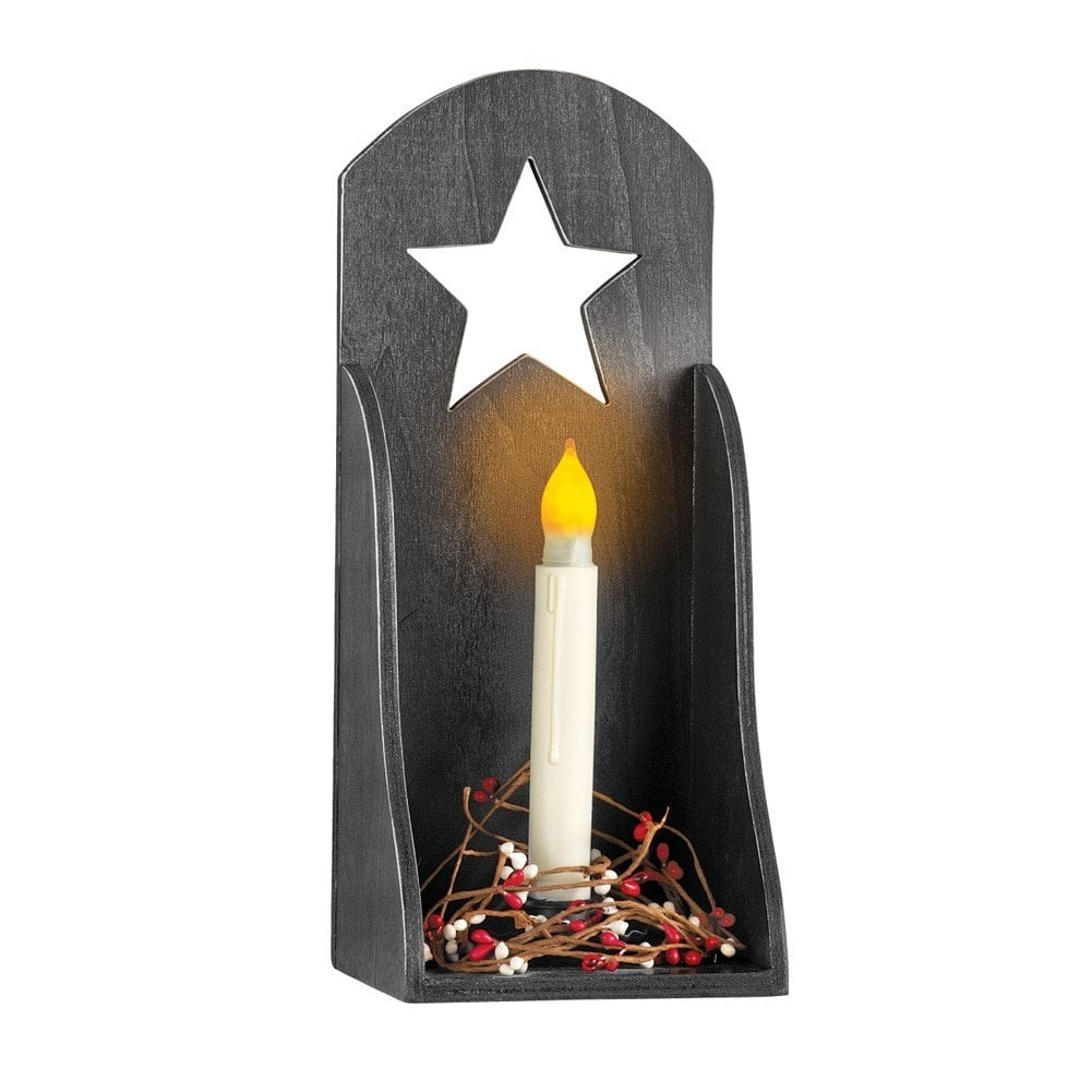 Primitive Wall Scone with Battery Operated Candle, USA, Brand Collections Etc by