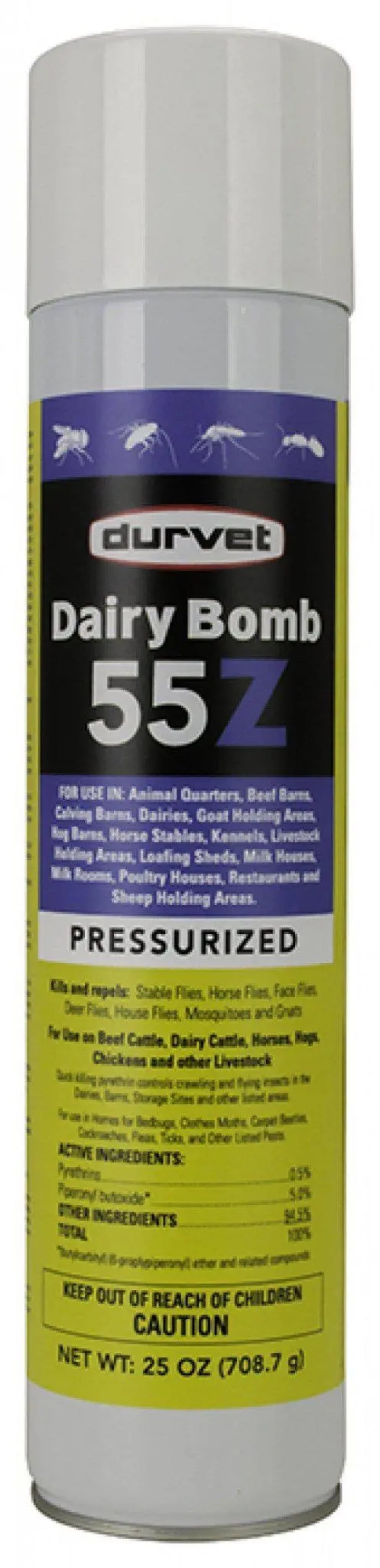 Durvet Dairy Bomb 55Z Kills and Repels Flies Mosquitoes & Gnats 25 oz.