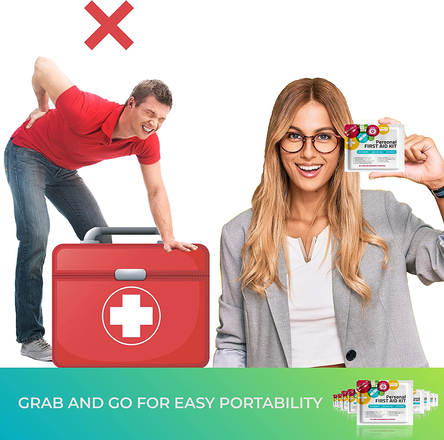 Portable Travel Size First Aid Kit - 10 Pack Orange
