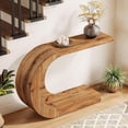 thumbnail image 4 of Tribesigns 43.3" C-Shaped Console Table, Mid-Century Modern Wood Entryway Hallway Table, 4 of 6