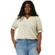 thumbnail image 3 of Women's Plus Size Blouse Pin Dots Smocked Floral Boho Blouses White 1X, 3 of 7