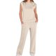 thumbnail image 1 of Traje Informal de Dos Piezas para Mujer, Cuello Alto, Pantalones Anchos, Ideal para Vacaciones y Viajes Beige L, 1 of 10