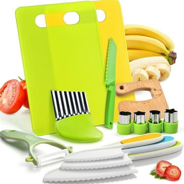 Montessori Kitchen Tools, 13Pcs Toddler Knife Set Kids Knife Set, Kids Kitchen Tools Set for Age 2-10 Year Old Girl Boy, Include Toddler-Friendly Knives Cutting Boards Sandwich Cutters Peeler