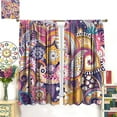 thumbnail image 3 of Boho Curtains, Abstract Pelis Boho Brown Vintage Floral Ethnic Tribal Blossom Print, Blackout Curtains for Bedroom Living Room42X84x2 Inch, 3 of 6