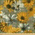 thumbnail image 2 of Ambesonne Floral Fabric by the Yard Upholstery, Asters on Rustic Art Deco, 2 Yards, Marigold Dark Tan and Beige, 2 of 5