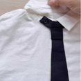 thumbnail image 3 of Dursoulink Boys Summer School Uniform Set White Short Sleeve Shirt Black Shorts Necktie for Kids Daily Wear Holiday Party Performance with Button-Up Front Cotton Blend Sizes 90-150, 3 of 8