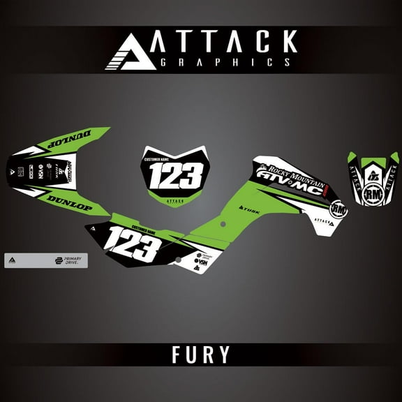 Attack Graphics Custom Fury Complete Bike Graphics Kit for Kawasaki KLX140R L 2023