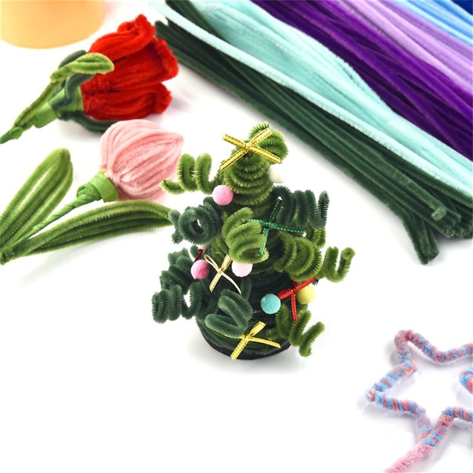 Pipe Cleaners Craft Set, 100/400 Pcs Chenille Stems with Floral DIY Accessories, Multicolor Flexible Craft Stems for Art Crafts & Decorations