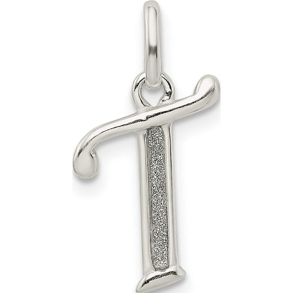 Sterling Silver Polished Glitter Enamel Letter T Initial Charm (23 X 11) Made In India qc9181t