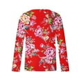 thumbnail image 4 of Penkiiy Chinese Style Big Peony Red Top for Men Men's Floral Printing Round Neck Long Sleeve Tops T-shirt Fitness AAnd Leisure Blouse, 4 of 5