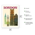 thumbnail image 2 of London - The Westminster Abbey Church - Vintage Travel Poster by David Klein c.1960s - Fine Art Matte Paper Print (Unframed) 24x32in, 2 of 4