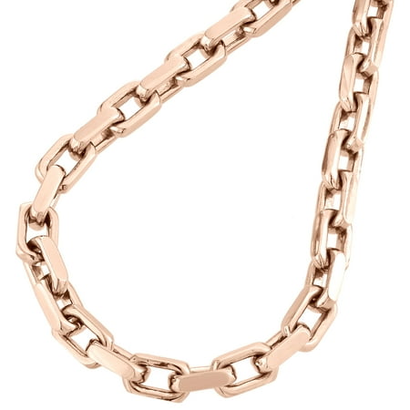 gold rose square rectangle chain link jfl diamond jewelry 75mm 14k solid necklace inch handmade