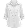 thumbnail image 5 of Curuila Long Sleeve Shirts For Women Lapel Button Down Solid Color Breathable T Shirt White Size 5Xl, 5 of 6