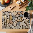 thumbnail image 2 of Cobblestones Placemats Set of 12, Gravel Rock Natural Stones Pattern Art Placemats for Dining Table, Place Mats for Kitchen Tabletop, Waterproof Wipeable Dining Table Mats Set, 2 of 9