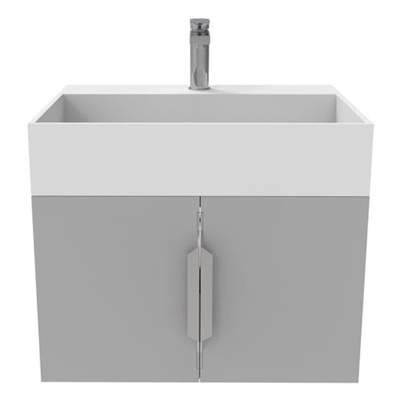 Amazon 36" Gray Wood Floating Vanity with White Top and Brushed Nickel Trim